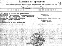 Приговор, вынесенный Тройкой УНКВД М.О. Александру Русинову